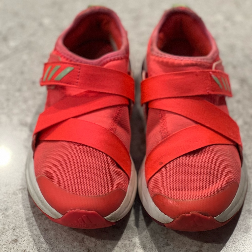 Girls Neon Coral Adidas’s Tennis Shoes Sz 2